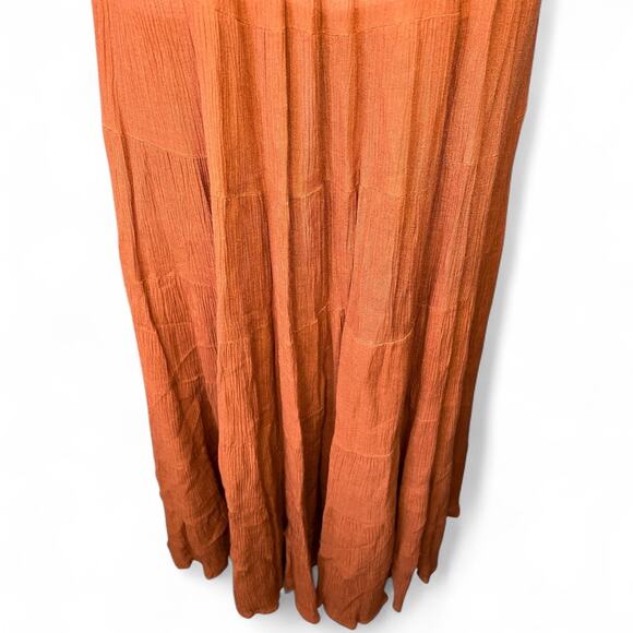 French gear vintage burnt orange boho maxi skirt whimsigoth fall hippie pockets - Picture 7 of 9